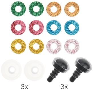 Glitzer Sicherheitsauge für Amigurumis 6 Stk. 9mm