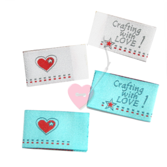 farbenmix Webetikett Crafting with LOVE 4er Set Labels