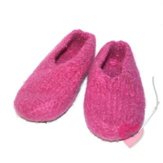 Flusenflitzer Fuchsie Gr. 22 - Filzschuhe mit rutschhemmender Sohle