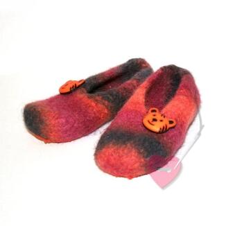 Flusenflitzer Kleiner Tiger Gr. 19 - Filzschuhe mit rutschhemmender Sohle