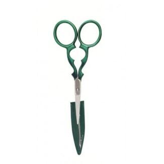 Scharfe Stickschere mit Schutzkörper 9cm, grün