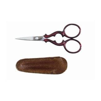 Scharfe Stickschere mit Schutzkörper 9cm, rot