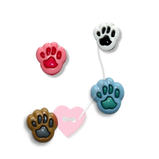 Pfötchenknopf mit Öse - Pfotenabdruck 12mm