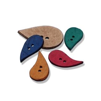 Kokosknopf in Tropfenform - großer 2-Loch-Knopf in vielen Farben