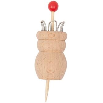 Strickliesel MITTEL mit 6 Pins aus unbehandeltem Holz