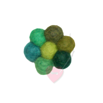 Jim Knopf - Filzblume multicolor Ø32mm - farbenfrohe Filzblüte in grüntönen