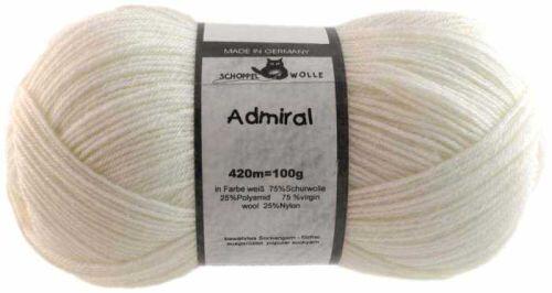 Schoppel Admiral 4fach-Sockenwolle Farbe weiß