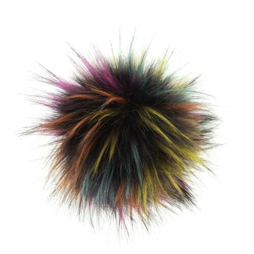 Kunstfellpompon 12-14cm - die tierfreundliche Pelz-Bommelvariante Farbe: rainbow