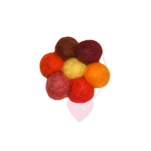 Jim Knopf - Filzblume multicolor ø32mm - farbenfrohe Filzblüte rot-gelb-orange