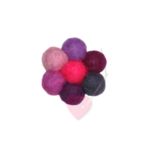 Jim Knopf - Filzblume multicolor ø32mm - farbenfrohe Filzblüte violett-pink