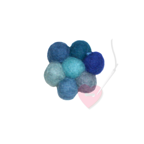 Jim Knopf - Filzblume multicolor ø32mm - farbenfrohe Filzblüte in Blautönen