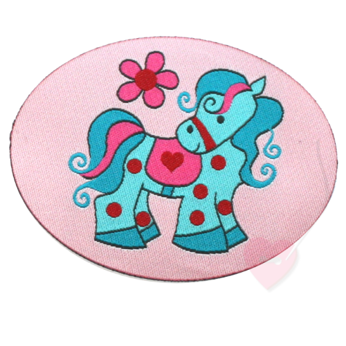 Janeas World Webetikett - Pony Lou zum aufnähen rosa
