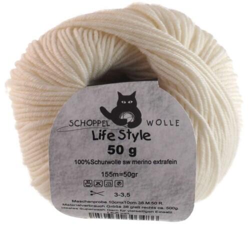 Schoppel Life Style uni - Wolle extra fein vom Merinoschaf in vielen schönen Farben elfenbein