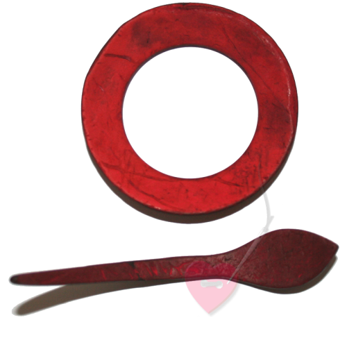 Runde Schalschließe aus Kokos in der Farbe rot