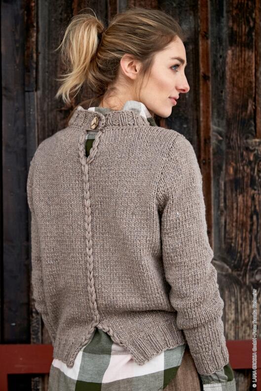 Lana Grossa Anleitungs Flyer Landlust Pullover mit Schlitz Landlust Merino 120