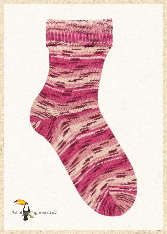 Opal Sockenwolle Regenwald 20 Jubiläumsedition Farbe: 1453 Flamingo