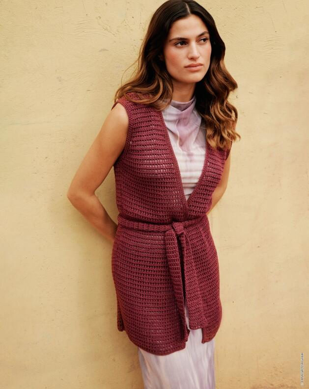 Lana Grossa Filati Häkeln 05 Modell 08 Weste Solo lino