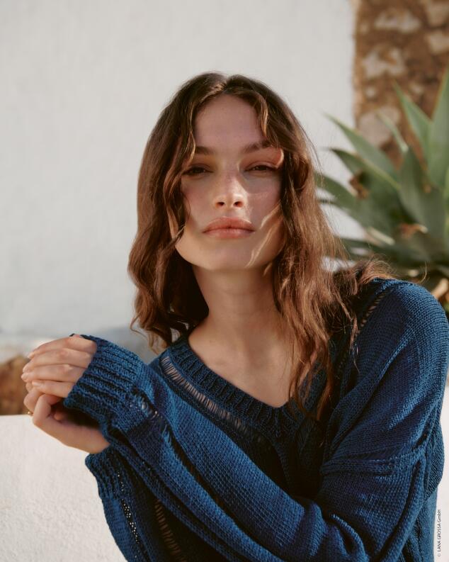 Lana Grossa Linea Pura Nr. 16 Modell 13 Pullover mit Fallmaschen