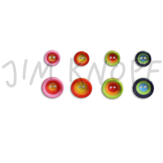 Jim Knopf - 2-Loch-Knopf Bunte Kreise in schönen Farben und zwei Größen