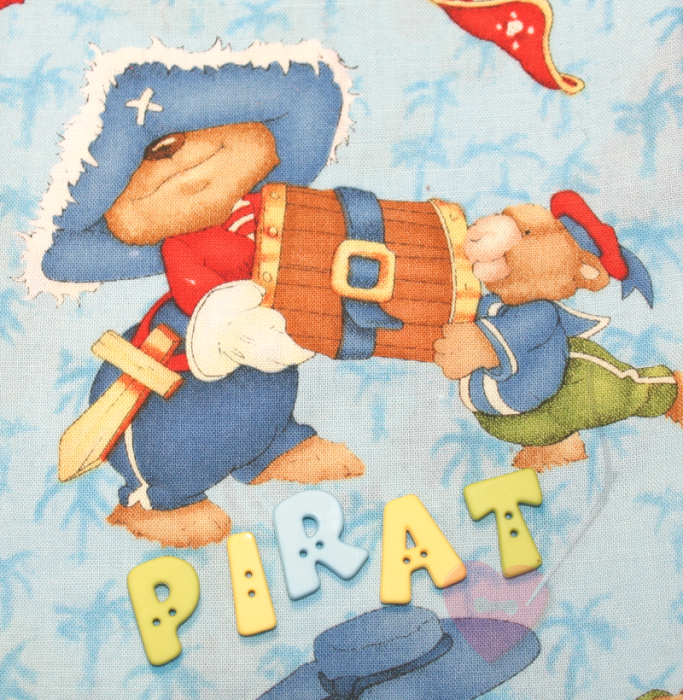 Buchstabenhits für Kids 18mm - 2-Loch Knopf  "T " Beispielbild  "Pirat "
