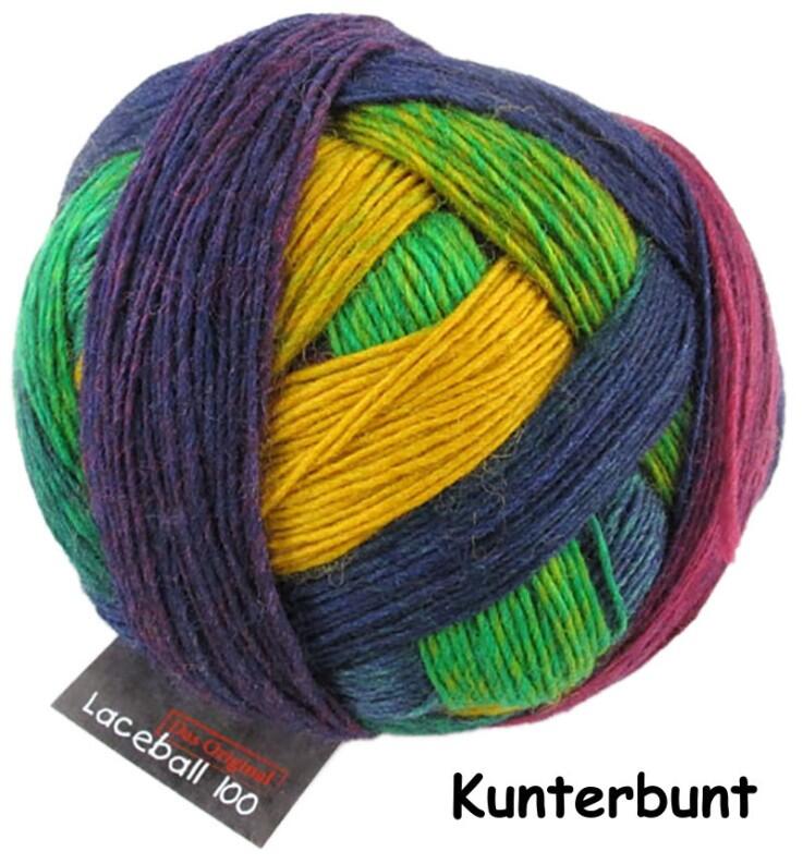 Schoppel Wolle Lace Ball 100 - 100g Lacegarn aus Merinowolle Farbe 1505 Kunterbunt
