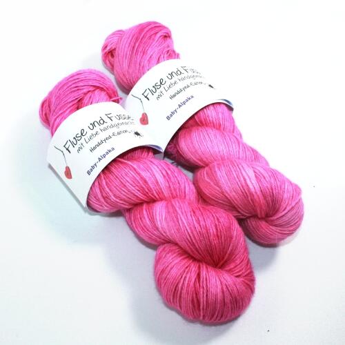Fluse und Fussel Handdyed-Edition - Baby-Alpaka handgefärbt 100g Farbe: Pink