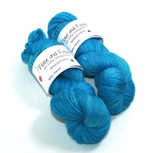 Fluse und Fussel Handdyed-Edition - Baby-Alpaka handgefärbt 100g Farbe: Türkisblau