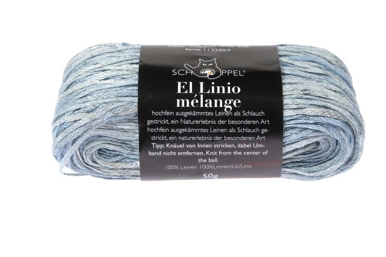 Schoppel Wolle El Linio MELANGE 50g Leinen-Bändchengarn Farbe: Bleu melange