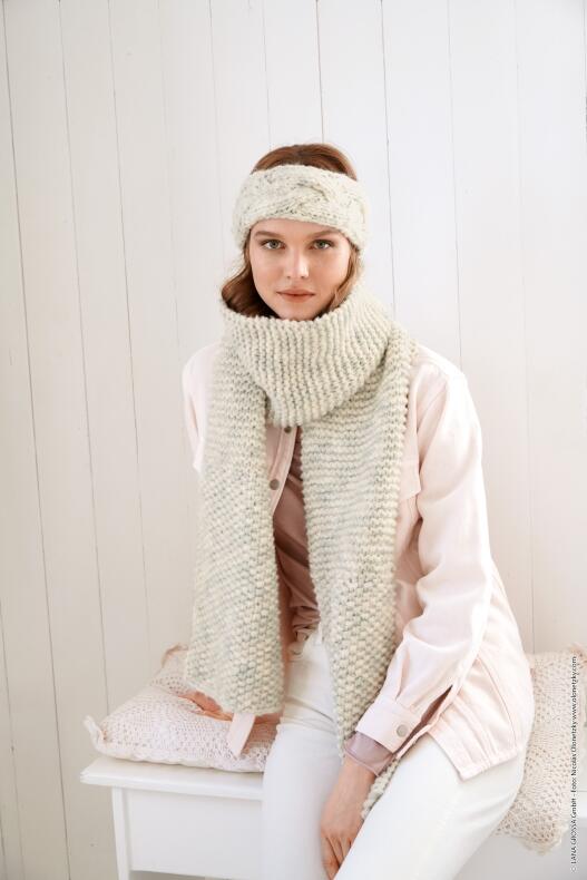 Lana Grossa Heft easy! Modell 11 und 12 Stirnband und Schal Inizio