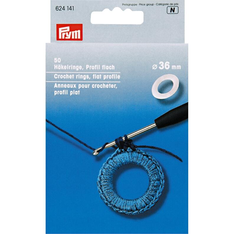 Prym Häkelringe aus weißem Kunststoff flach 36mm