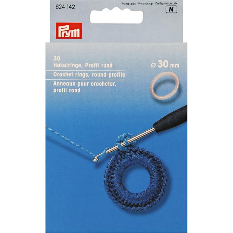 Prym Häkelringe aus weißem Kunststoff rund 30mm