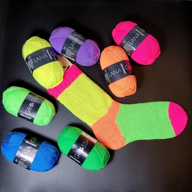 Lana Grossa Meilenweit 50 Sockenwolle NEON50g