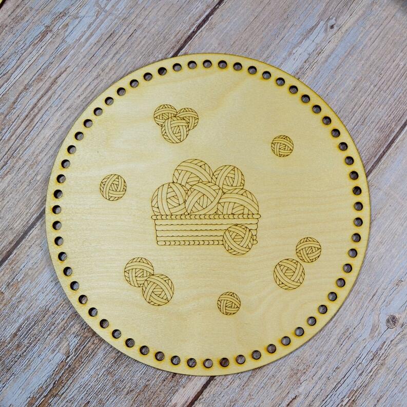 Bodenplatte aus Holz - Wollknäuel 20cm Durchmesser