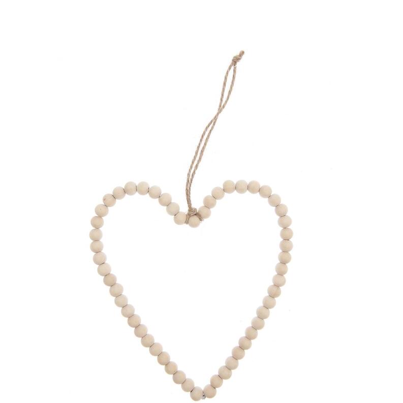 Hänger Holzperlenring Herz 15x15cm