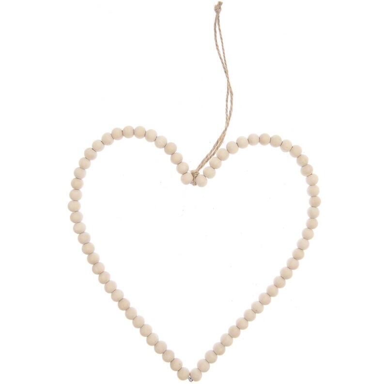 Hänger Holzperlenring Herz 21 x 21cm