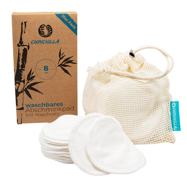Chinchilla Waschbare Abschminkpads - 10er Set mit Waschbeutel