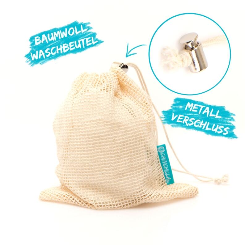 Chinchilla Waschbare Abschminkpads 10er Set mit Waschbeutel