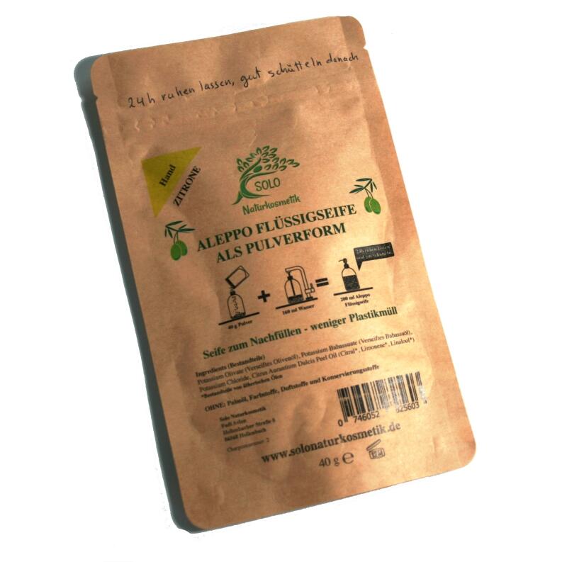 Solo Naturkosmetik Aleppo Flüssigseife als Pulverform 40g