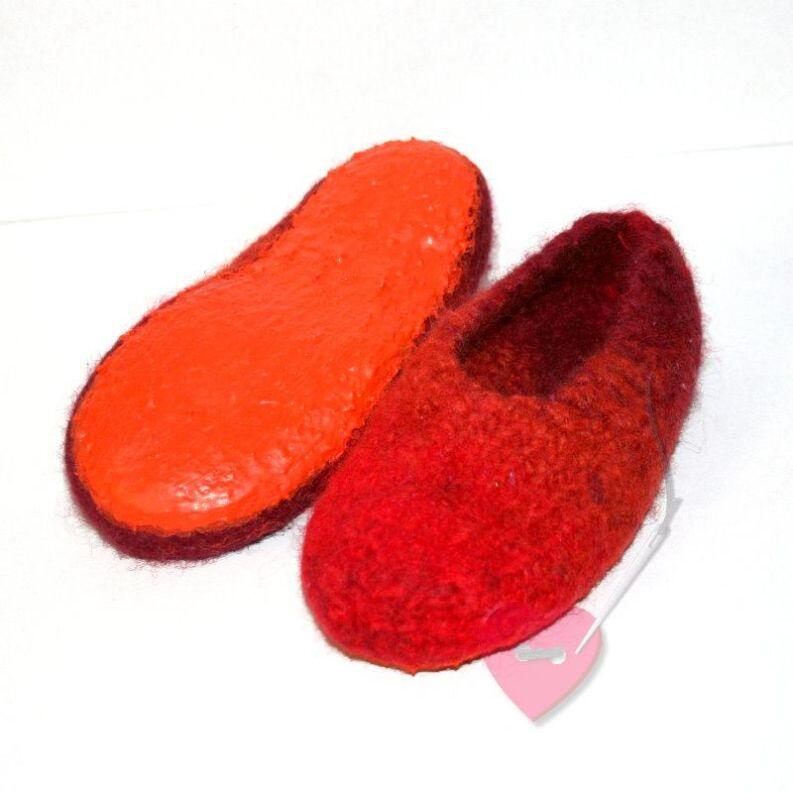 Flusenflitzer  Feuerrot  Gr. 22 - Filzschuhe mit rutschhemmender Sohle