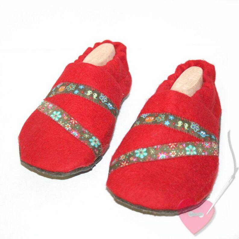 Flusenflitzer  Eulenfreundschaft  - Krabbelschuhe aus Wollfilz Gr. 22