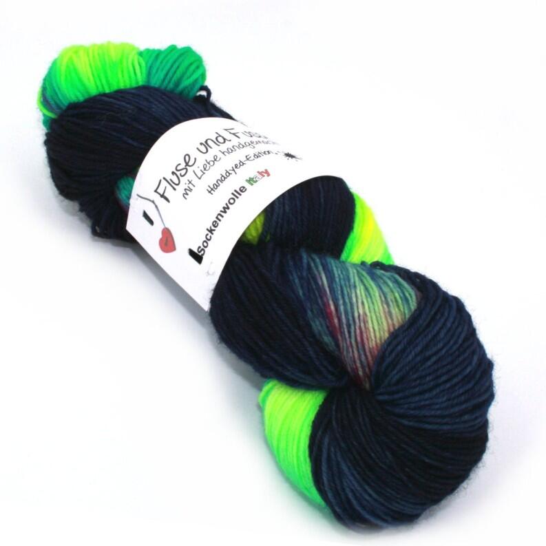 FuF Handdyed-Edition - Handgefärbte Sockenwolle Italy Sock 100g Farbe: Polarlichter
