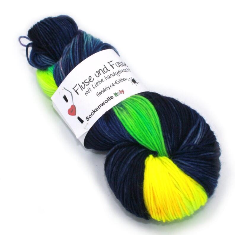 FuF Handdyed-Edition - Handgefärbte Sockenwolle Italy Sock 100g Farbe: Polarnacht