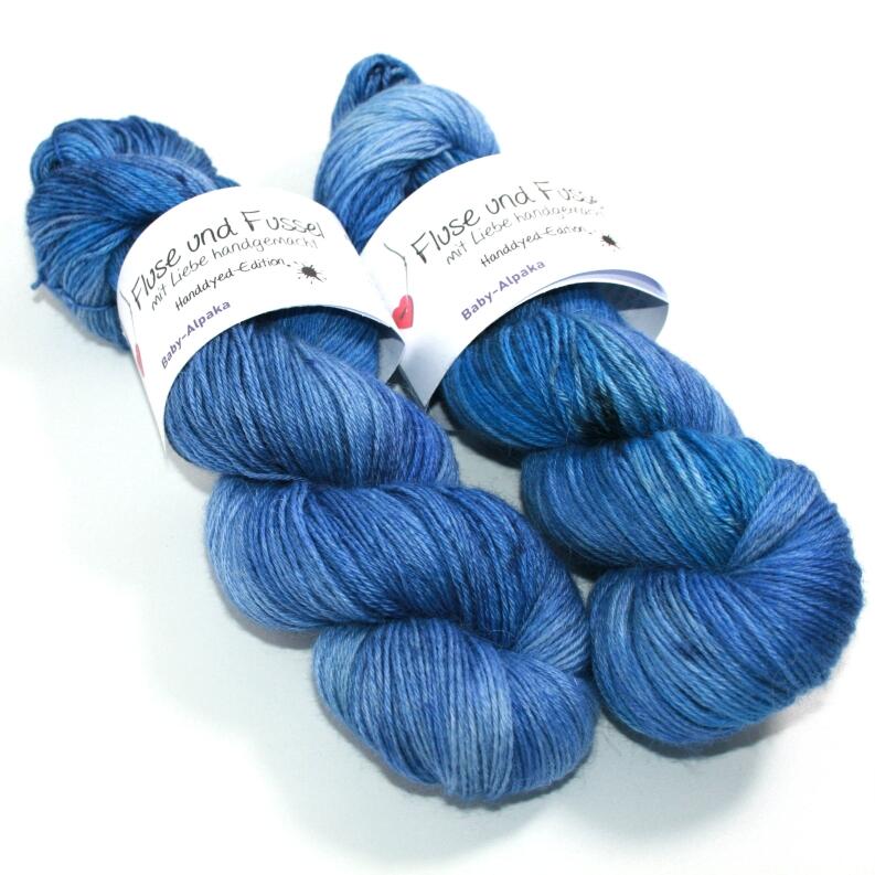 Fluse und Fussel Handdyed-Edition - Baby-Alpaka handgefärbt 100g Farbe: Denim