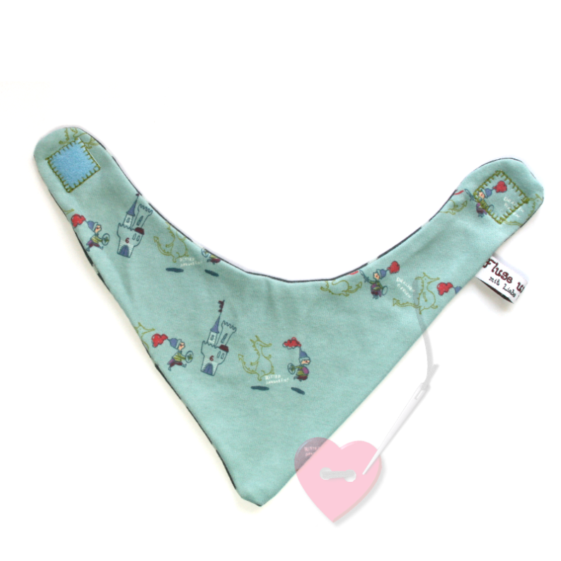 Wende-Halstuch  Frecher Ritter  - Dreieckstuch aus aus Biobaumwoll-Jersey (kbA)