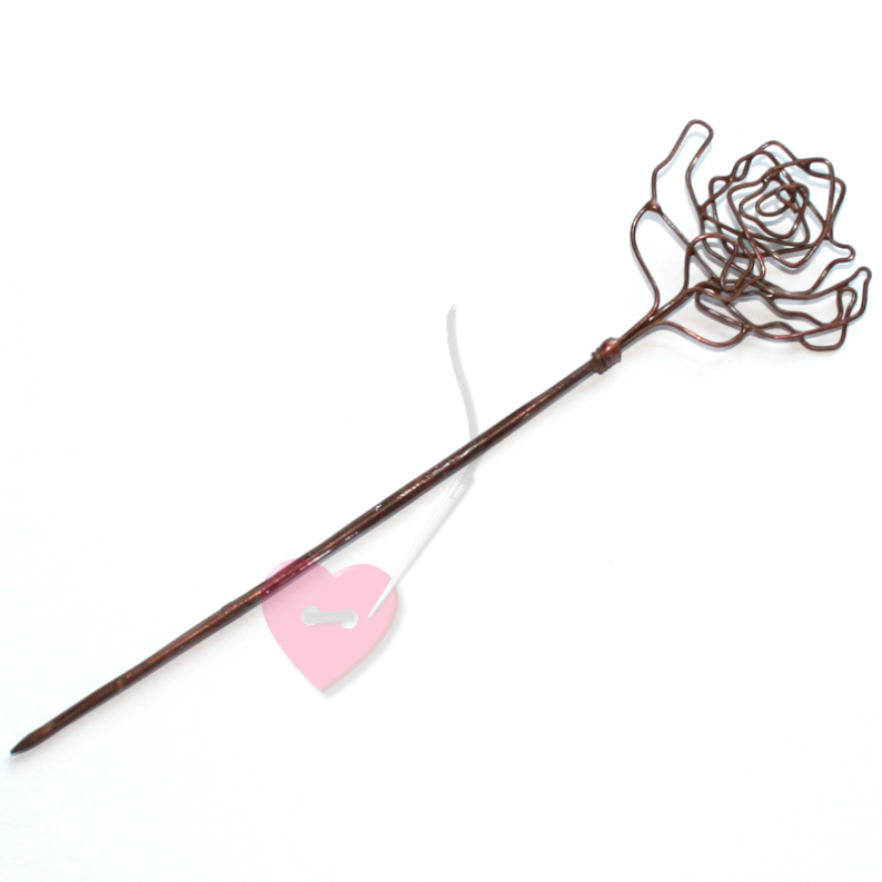 Jim Knopf - kunstvolle Draht-Schalnadel  Rose  in Kupfer