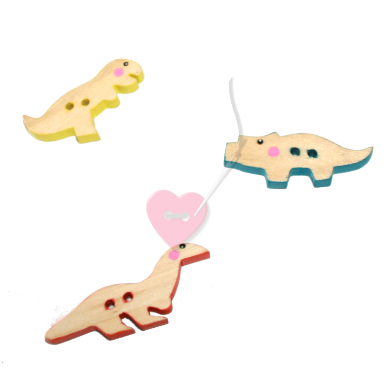 Jim Knopf Dinosaurier - 2-Loch Holzknopf im Dino-Design