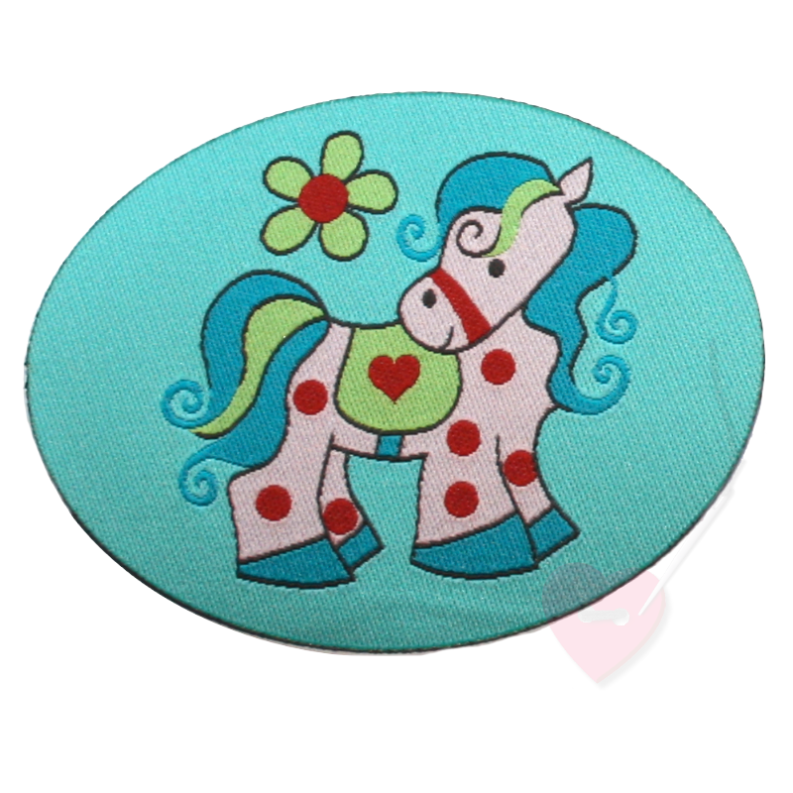 Janeas World Webetikett - Pony Lou zum aufnähen türkis