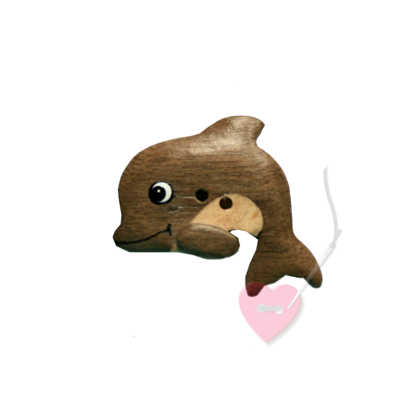 Delfinknopf 30mm - 2-Loch Holzknopf 