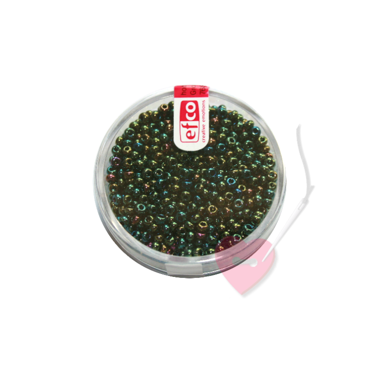 efco Rocailles / Indianerperlen metallic 2,6mm Farbe grün - regenbogen
