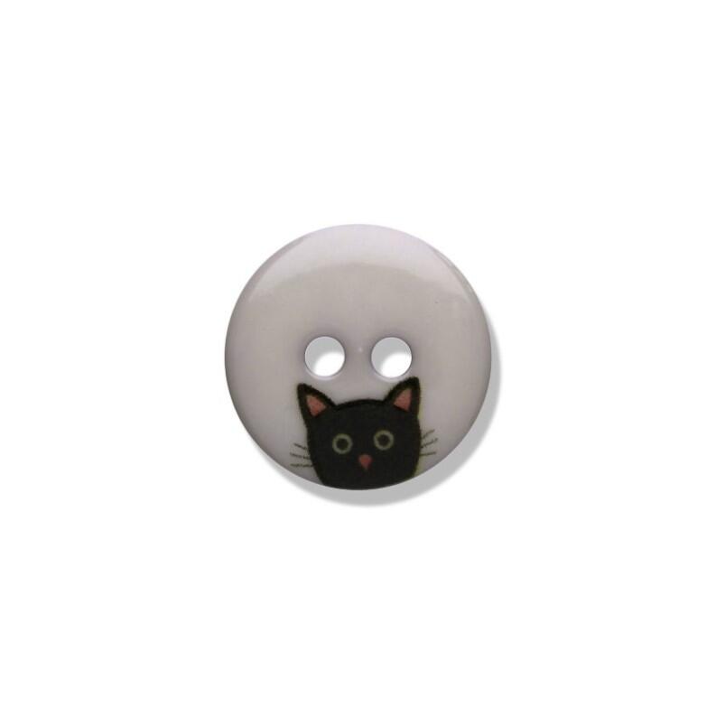 Kunststoffknopf Schwarze Katze farbig 15mm Farbe: 126 hellgrau